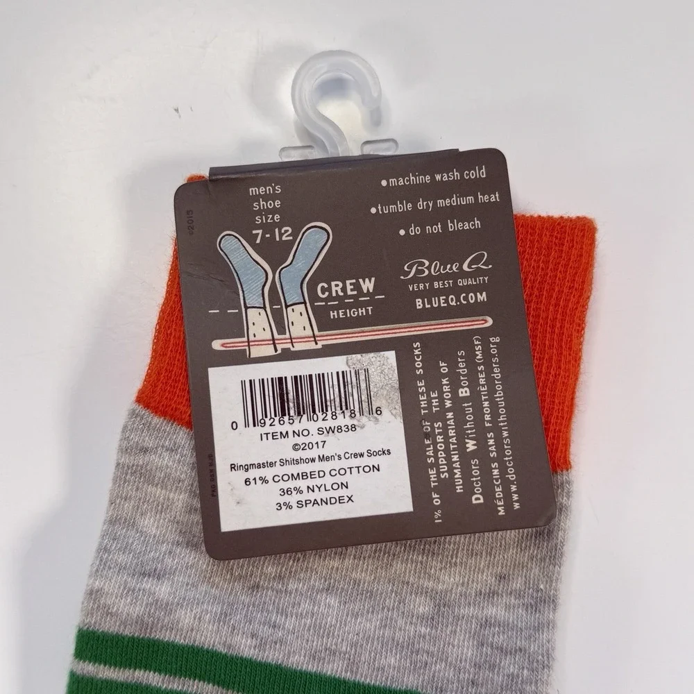 Blue Q Ringmaster Of The Sh*t Show Mens Crew Socks Size 7-12 Funny‎ Gag Gift